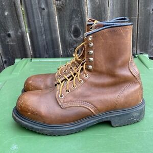 Red Wing 2233 8" SuperSole Safety Toe Brown Leather Lace Up Work Boots Mens